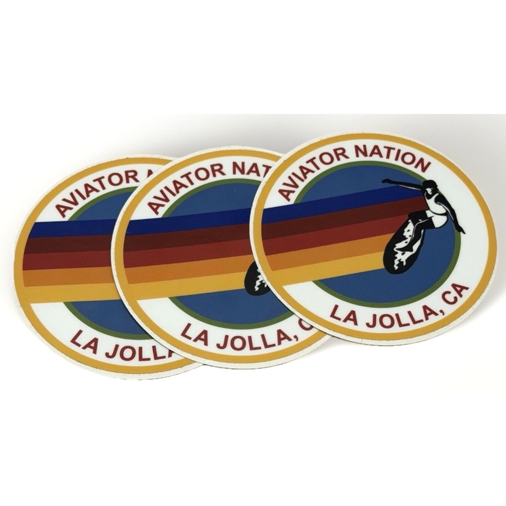 Aviator Nation Sticker La Jolla California LOT Decal Surfer Rainbow Retro LRG 4"